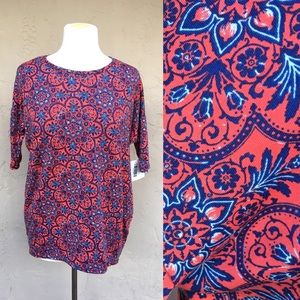 ⬇️ $20 NWT LuLaRoe Irma Shirt Orange Blue Flowers